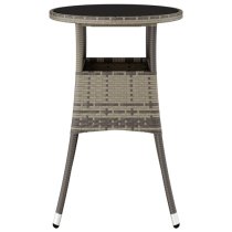 Exa Glass Top Garden Bistro Table Round In Grey Poly Rattan