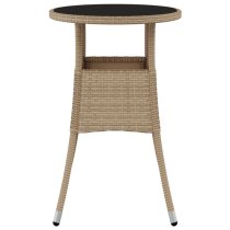 Exa Glass Top Garden Bistro Table Round In Beige Poly Rattan