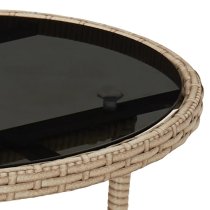 Exa Glass Top Garden Bistro Table Round In Beige Poly Rattan