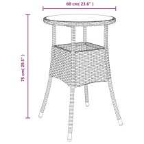 Exa Glass Top Garden Bistro Table Round In Beige Poly Rattan