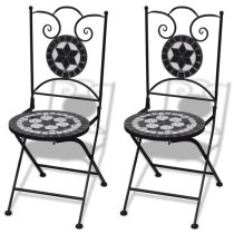 Gino Ceramic Tile Top Bistro Set Round In Black And White