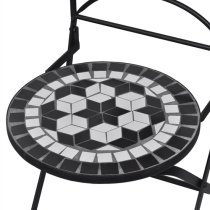 Gino Ceramic Tile Top Bistro Set Round In Black And White