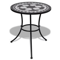 Gino Ceramic Tile Top Bistro Set Round In Black And White