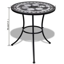 Gino Ceramic Tile Top Bistro Set Round In Black And White