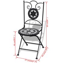 Gino Ceramic Tile Top Bistro Set Round In Black And White