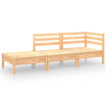 Fico Solid Pinewood 3 Piece Garden Lounge Set In Natural