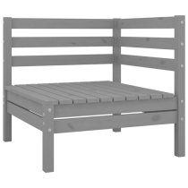 Fico Solid Pinewood 3 Piece Garden Lounge Set In Grey