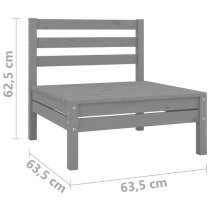 Fico Solid Pinewood 3 Piece Garden Lounge Set In Grey