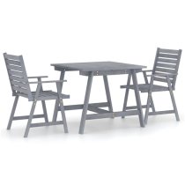 Salado Small Acacia Wood 3 Piece Garden Dining Set In Grey