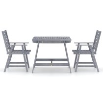 Salado Small Acacia Wood 3 Piece Garden Dining Set In Grey