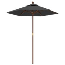 Nella Fabric Garden Parasol In Anthracite With Wooden Pole