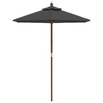 Nella Fabric Garden Parasol In Anthracite With Wooden Pole