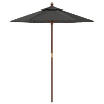 Nella Fabric Garden Parasol In Anthracite With Wooden Pole