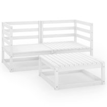 Cain Solid Pinewood 3 Piece Garden Lounge Set In White