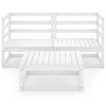 Cain Solid Pinewood 3 Piece Garden Lounge Set In White