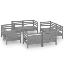 Indigo Solid Pinewood 8 Piece Garden Lounge Set In Grey