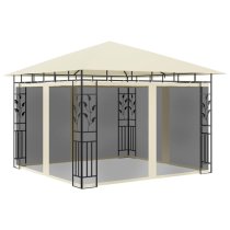 Marcel 3m x 3m Gazebo In Cream With Net And LED Lights