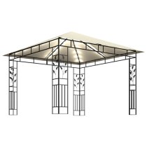 Marcel 3m x 3m Gazebo In Cream With Net And LED Lights