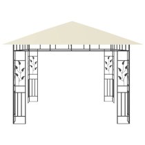 Marcel 3m x 3m Gazebo In Cream With Net And LED Lights