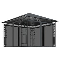 Marcel 3m x 3m Gazebo In Anthracite With Net And LED Lights