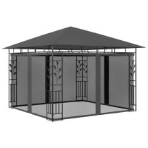 Marcel 3m x 3m Gazebo In Anthracite With Net And LED Lights