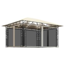 Marcel 4m x 3m Gazebo In Cream With Net And LED Lights