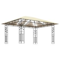 Marcel 4m x 3m Gazebo In Cream With Net And LED Lights