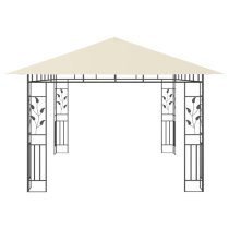 Marcel 4m x 3m Gazebo In Cream With Net And LED Lights