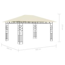 Marcel 4m x 3m Gazebo In Cream With Net And LED Lights