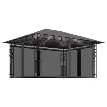 Marcel 4m x 3m Gazebo In Anthracite With Net And LED Lights