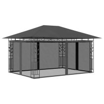 Marcel 4m x 3m Gazebo In Anthracite With Net And LED Lights