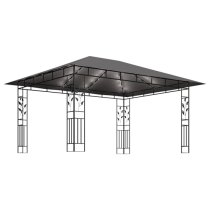 Marcel 4m x 3m Gazebo In Anthracite With Net And LED Lights