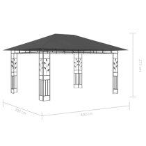 Marcel 4m x 3m Gazebo In Anthracite With Net And LED Lights