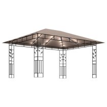 Marcel 4m x 3m Gazebo In Taupe With Net And LED Lights