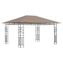 Marcel 4m x 3m Gazebo In Taupe With Net And LED Lights