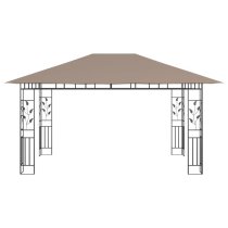 Marcel 4m x 3m Gazebo In Taupe With Net And LED Lights