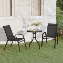 Okanogan Glass And Steel 3 Piece Bistro Set In Black