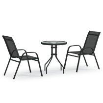 Okanogan Glass And Steel 3 Piece Bistro Set In Black