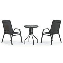 Okanogan Glass And Steel 3 Piece Bistro Set In Black