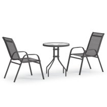 Okanogan Glass And Steel 3 Piece Bistro Set In Grey