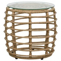 Laconia Glass And Poly Rattan 3 Piece Bistro Set In Oak