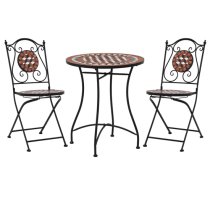 Lucca Ceramic Tile 3 Piece Mosaic Bistro Set In Terracotta