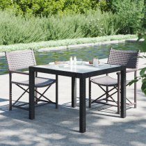 Bexter Glass Top Garden Dining Table Square In Black And White