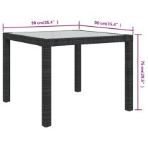 Bexter Glass Top Garden Dining Table Square In Black And White