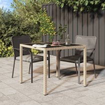 Bexter Glass Top Garden Dining Table Square In Beige