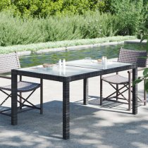 Bexter Glass Top Garden Dining Table Rectangular In Black White