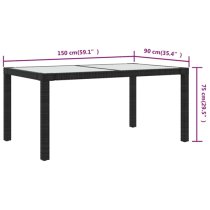 Bexter Glass Top Garden Dining Table Rectangular In Black White