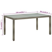 Bexter Glass Top Garden Dining Table Rectangular In Grey White