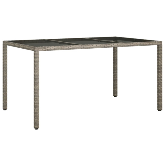 Bexter Glass Top Garden Dining Table Rectangular In Grey