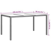 Bexter Glass Top Garden Dining Table Rectangular In Grey